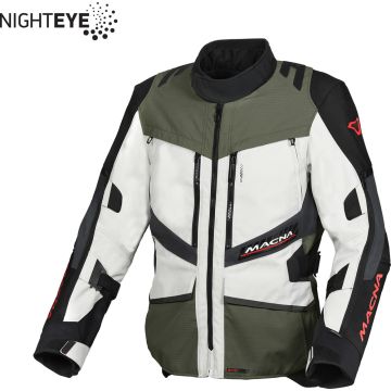 Blouson moto Macna Domane AWS Gris Clair Vert Noir