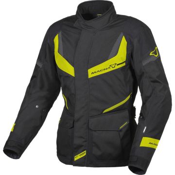 Blouson moto femme Macna Rancher AWS Noir Jaune Fluo