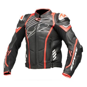 Giacca moto pelle Spyke ARAGON EVO Nero Rosso fluo