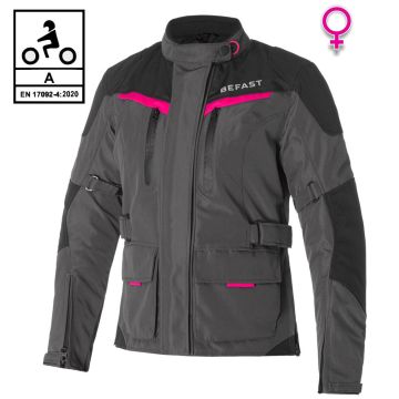 Giacca moto donna Befast BABYLON Lady CE certificata Nero Grigio