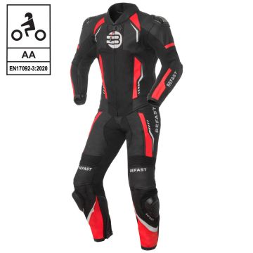 Tuta minimoto bambino pelle racing Befast Vegas CE Nero Rosso