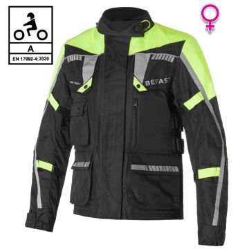 Giacca moto donna touring Befast TOURING TECH Lady CE certificata 3 strati Nero Giallo