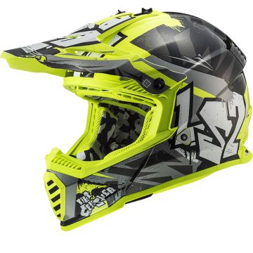 LS2 MX437 FAST EVO MINI CRUSHER kid cross helmet BLACK YELLOW