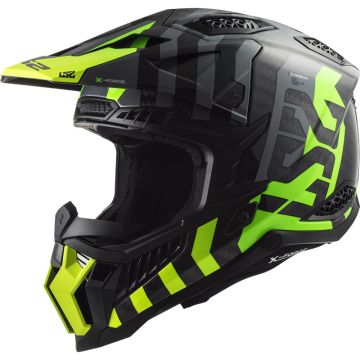 LS2  Casque Cross  MX703 C X-FORCE BARRIER en Carbone Jaune Vert ECE 22-06