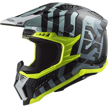 LS2  Casque Cross  MX703 C X-FORCE BARRIER en Carbone Bleu Ciel ECE 22-06