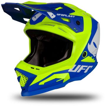 Casque cross Echus en fibre bleu fluo mat