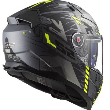 Full face helmet LS2 FF811 VECTOR II TECHBOT Matt titanium Yellow Fluo