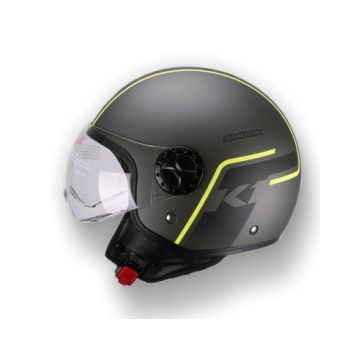 Smook K1 Jet Helmet Noir Jaune Fluo