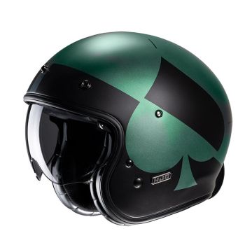 Hjc Jet motorcycle helmet  V31 KUZ Green Black