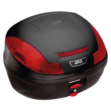 Bauletto Givi E470 Simply III Monolock Nero con catadriotti rossi