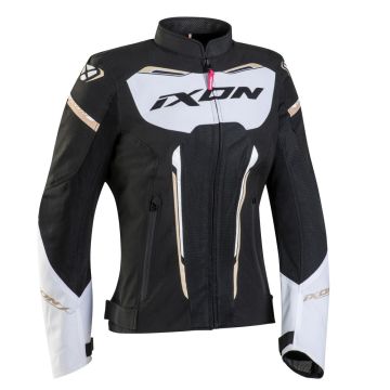 Ixon STRIKER AIR women's summer motorcycle jacket Black White Gold