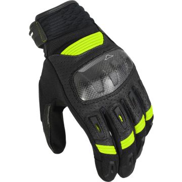 Macna Rime Black Yellow Fluo leather and fabric summer motorcycle gloves