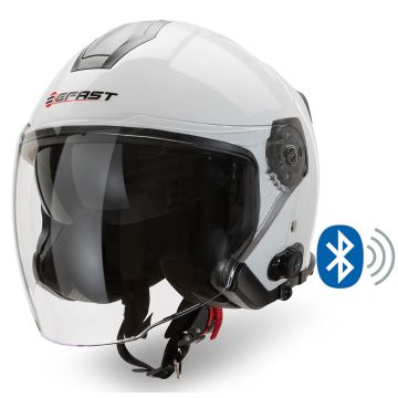 Casque Jet, Befast JET Connect - Blanc avec interphone intégré