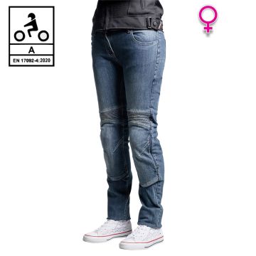 Jeans moto donna Befast Iron Tech Lady CE Certificati con fibra aramidica Blu