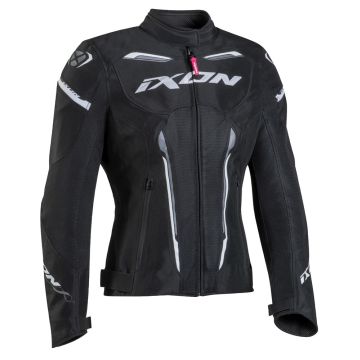 Blouson moto été femme Ixon STRIKER AIR WP Noir Blanc