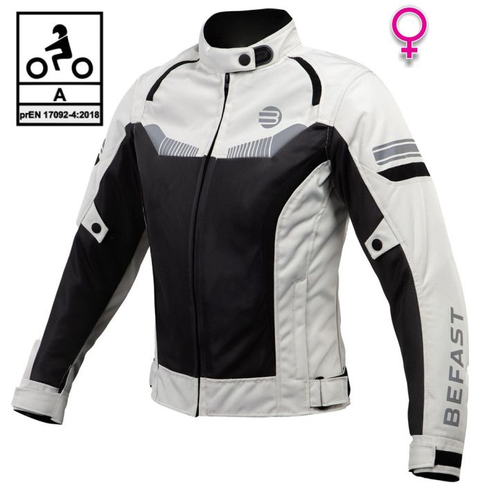 Giacca moto donna Befast Airtech Lady CE Certificata Nero Grigio