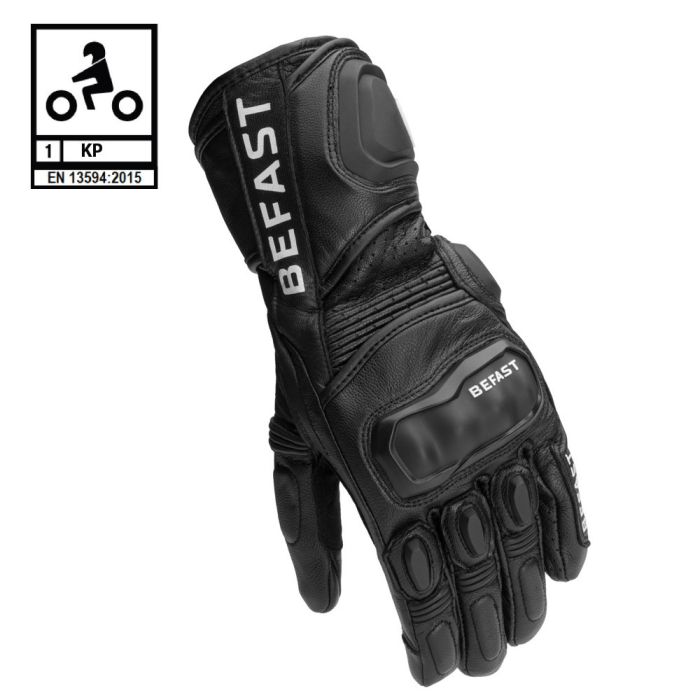 Guanti moto pelle Befast TECNO RS CE Certificati Nero