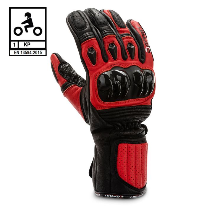 Guanti moto pelle racing Befast TRONIC certificati CE Nero Rosso