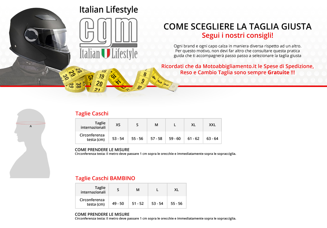 Tabella di comparazione taglie - CGM